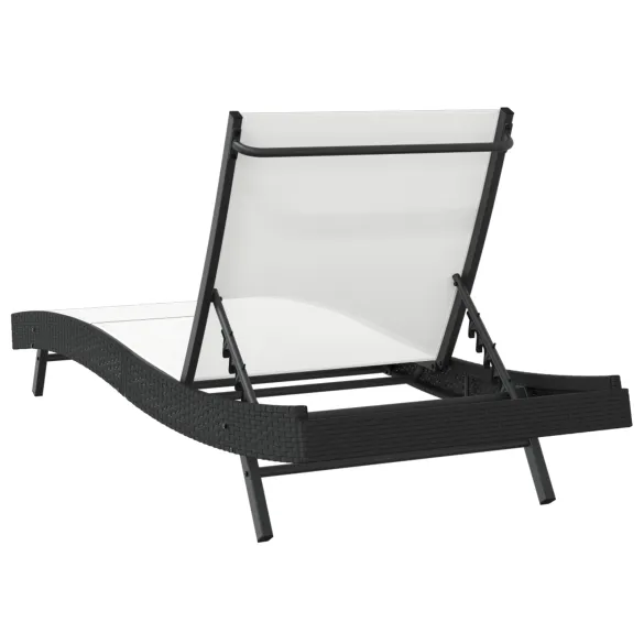 Șezlong Negru Ratan Exterior - Comandă cu Livrare Gratuită