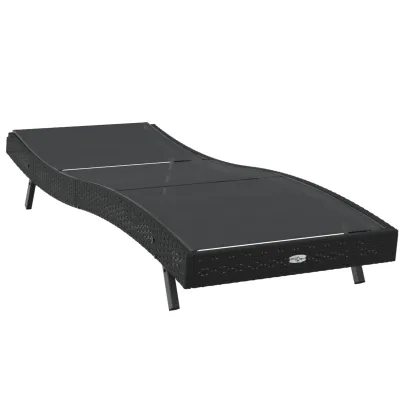 Șezlong Negru Exterior - Poliratan Rezistent | Livrare Gratuită