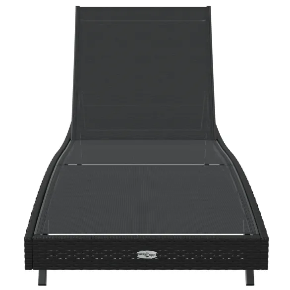 Șezlong Negru Exterior - Poliratan Rezistent | Livrare Gratuită