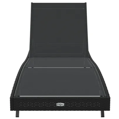 Șezlong Negru Exterior - Poliratan Rezistent | Livrare Gratuită