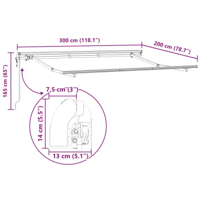 Cortină Retractabilă Manuală 3x2m - Crem și Antracit