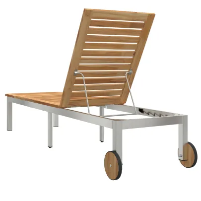 Șezlong cu Roți din Lemn de Acacia - Livrare Gratuită