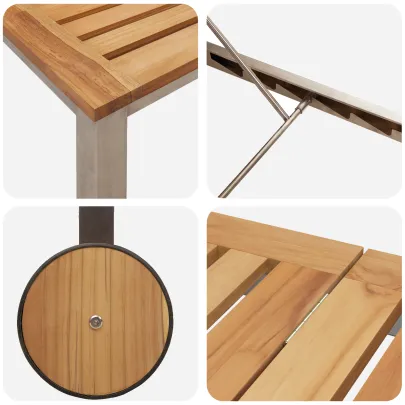 Șezlong cu Roți din Lemn de Acacia - Livrare Gratuită