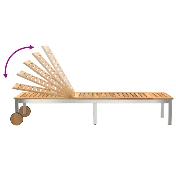 Șezlong cu Roți din Lemn de Acacia - Livrare Gratuită
