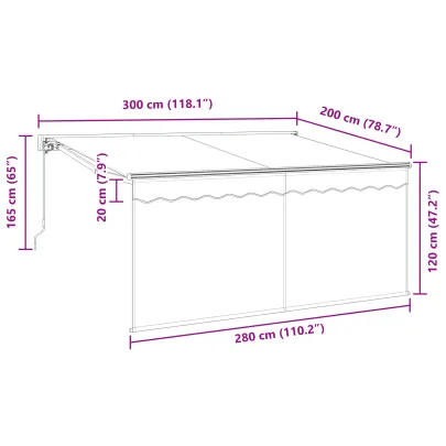 Cortină Retractabilă Bej 300x200 cm Poliester Aluminiu