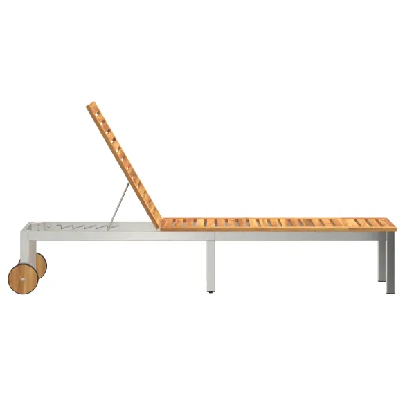 Șezlong Exterior cu Roți - Lemn Acacia | Livrare Gratuită