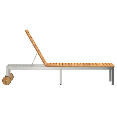 Șezlong Exterior cu Roți - Lemn Acacia | Livrare Gratuită