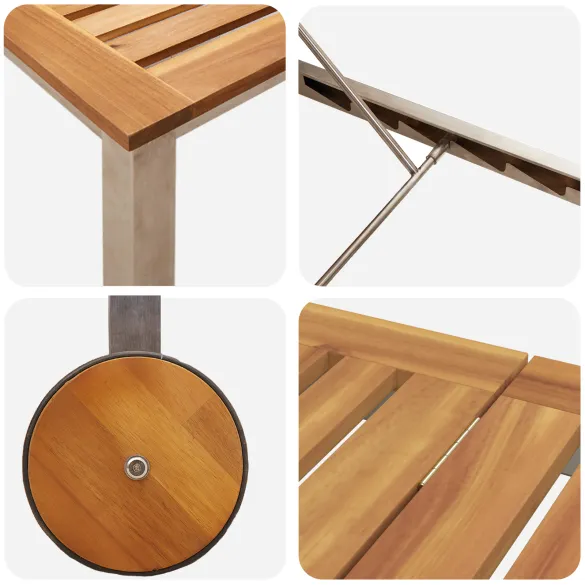 Șezlong Exterior cu Roți - Lemn Acacia | Livrare Gratuită