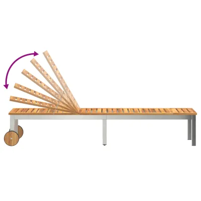 Șezlong Exterior cu Roți - Lemn Acacia | Livrare Gratuită