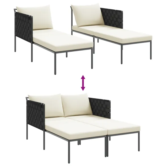 Șezlong 2 Persoane Antracit - Oțel - Livrare Gratuită