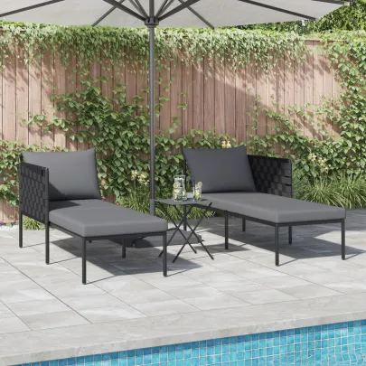 Șezlong 2 Persoane Antracit - Oțel - Livrare Gratuită