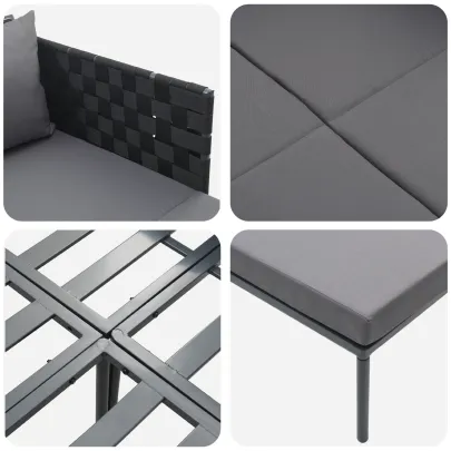 Șezlong 2 Persoane Antracit - Oțel - Livrare Gratuită