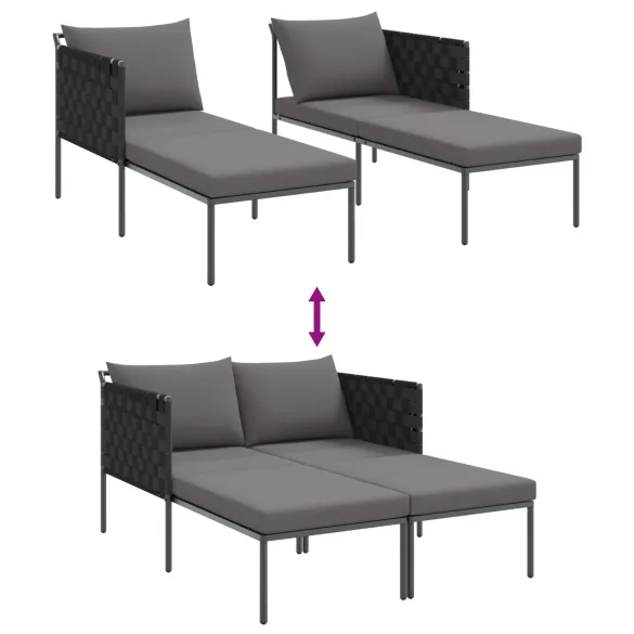 Șezlong 2 Persoane Antracit - Oțel - Livrare Gratuită