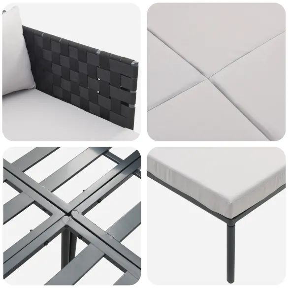 Șezlong 2 Persoane Antracit - Cadru Oțel | Livrare Gratuită