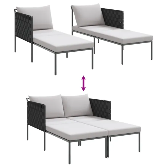 Șezlong 2 Persoane Antracit - Cadru Oțel | Livrare Gratuită