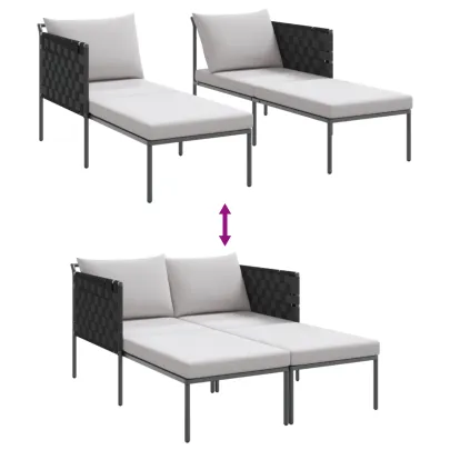 Șezlong 2 Persoane Antracit - Cadru Oțel | Livrare Gratuită