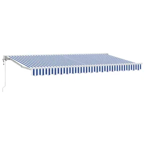 Cortină Retractabilă Manuală Albastru-Alb 350x200 cm 2