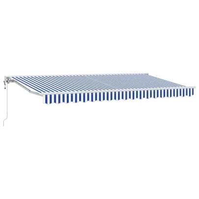 Cortină Retractabilă Manuală Albastru-Alb 350x200 cm