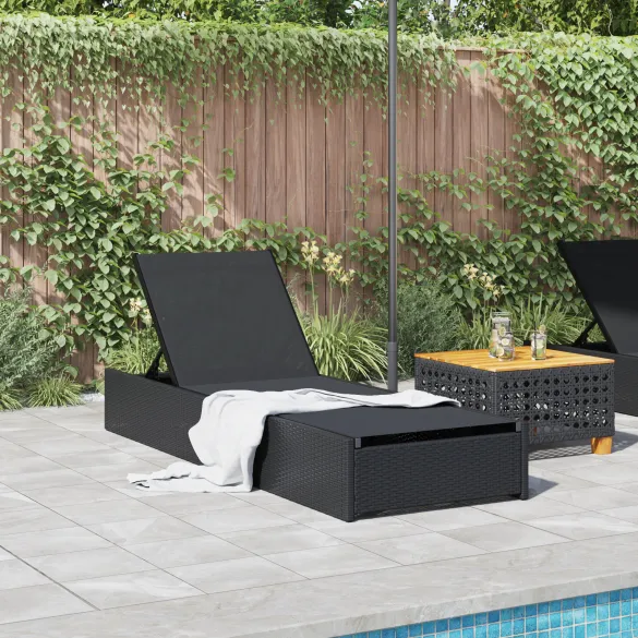 Şezlong Exterior Negru - Comfort & Stil | Livrare Gratuită