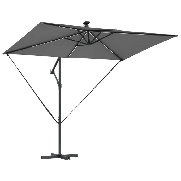 Parasol Banana Antracit cu Brațe și Blocare 294x200 cm