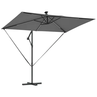 Parasol Banana Antracit cu Brațe și Blocare 294x200 cm