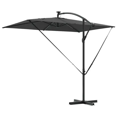 Parasol Banana Antracit cu Brațe și Blocare 294x200 cm