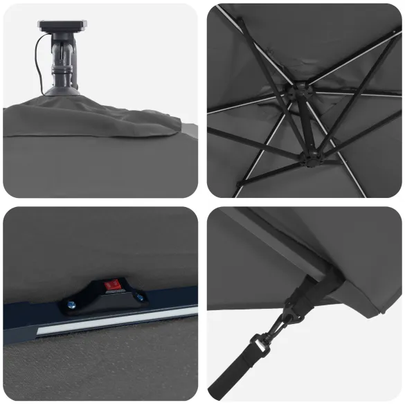 Parasol Banana Antracit cu Brațe și Blocare 294x200 cm
