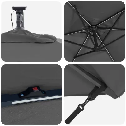 Parasol Banana Antracit cu Brațe și Blocare 294x200 cm