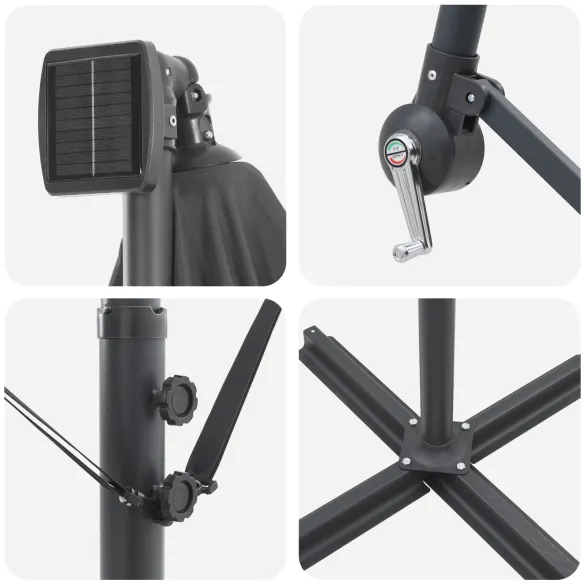 Parasol Banana Antracit cu Brațe și Blocare 294x200 cm