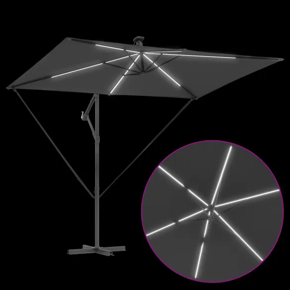 Parasol Banana Antracit cu Brațe și Blocare 294x200 cm