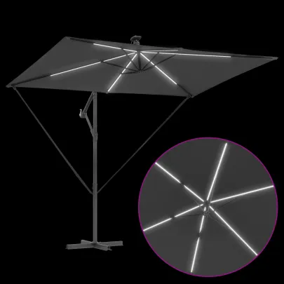 Parasol Banana Antracit cu Brațe și Blocare 294x200 cm