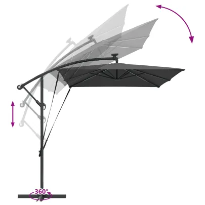 Parasol Banana Antracit cu Brațe și Blocare 294x200 cm