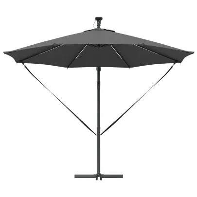 Parasol Banana Antracit cu Blocare și Iluminare LED