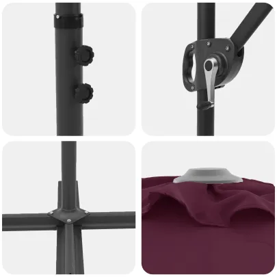 Parasol Cantilever Roșu Bordo - Livrare Gratuită