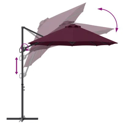 Parasol Cantilever Roșu Bordo - Livrare Gratuită