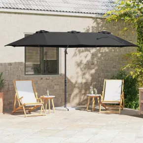 Parasol Cantilever Negru Mare cu Blocare | Livrare Gratuită