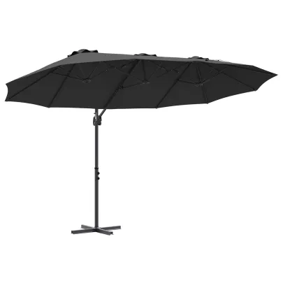 Parasol Cantilever Negru Mare cu Blocare | Livrare Gratuită