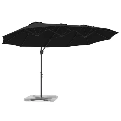 Parasol Cantilever Negru Mare cu Blocare | Livrare Gratuită