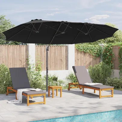 Parasol Cantilever Negru Mare cu Blocare | Livrare Gratuită