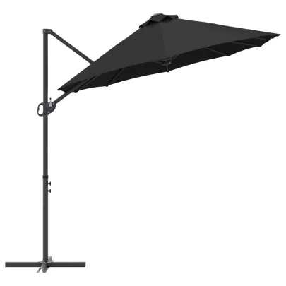 Parasol Cantilever Negru Mare cu Blocare | Livrare Gratuită