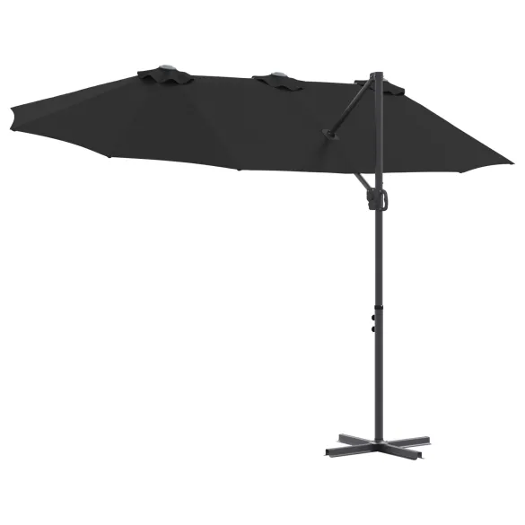 Parasol Cantilever Negru Mare cu Blocare | Livrare Gratuită