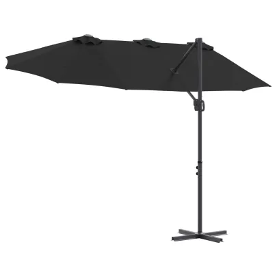 Parasol Cantilever Negru Mare cu Blocare | Livrare Gratuită