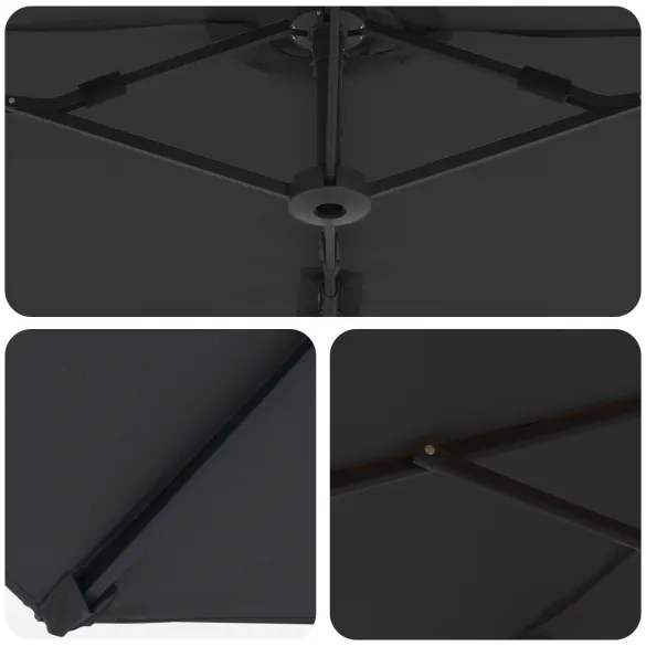 Parasol Cantilever Negru Mare cu Blocare | Livrare Gratuită