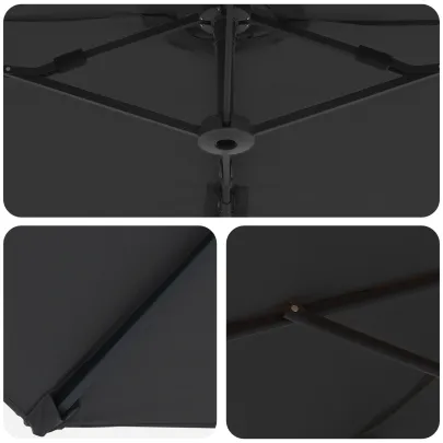 Parasol Cantilever Negru Mare cu Blocare | Livrare Gratuită