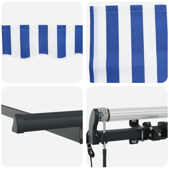 Cortină Retractabilă Albastru și Alb Antracit 400x200 cm