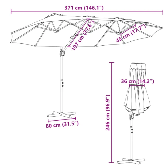 Parasol Cantilever Grădină cu Blocare | Livrare Gratuită