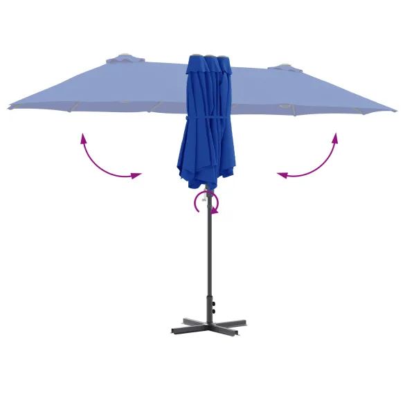 Parasol de Grădină Albastru 380x196 cm | Livrare Gratuită