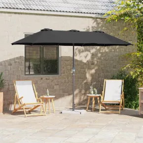 Parasol de Grădină Negru 380x196x235 cm - Livrare Gratuită