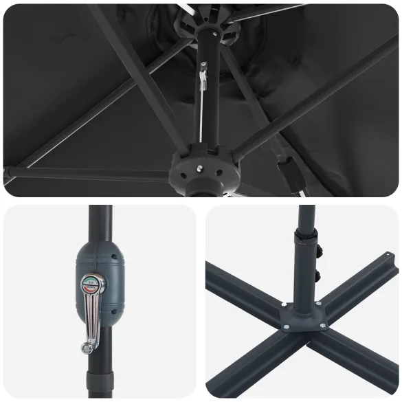 Parasol de Grădină Negru 380x196x235 cm - Livrare Gratuită