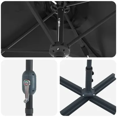 Parasol de Grădină Negru 380x196x235 cm - Livrare Gratuită